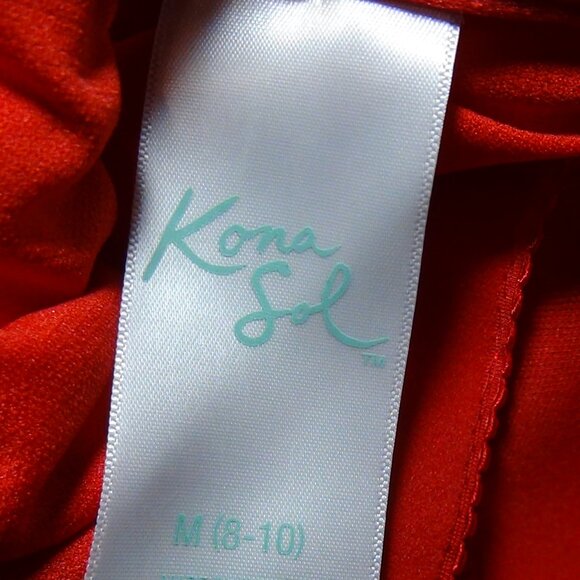 Kona Sol Women's Swimsuit Body Suit One Piece One Shoulder Tummy Control Red M - Picture 14 of 14